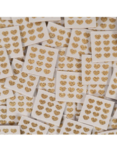 Set van 5 geweven labels - Gouden harten