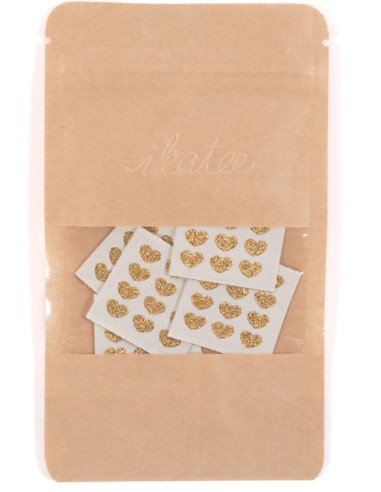 Set van 5 geweven labels - Gouden harten