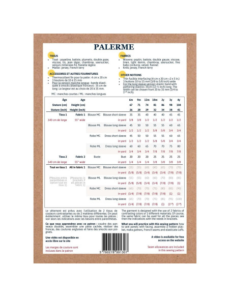 Patroon voor blouse of jurk Palerme - Ikatee