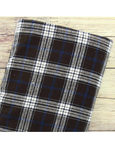 Schotse tartan flanelstoffen - Bruin, blauw en wit