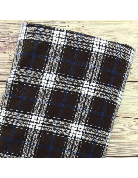 Schotse tartan flanelstoffen - Bruin, blauw en wit