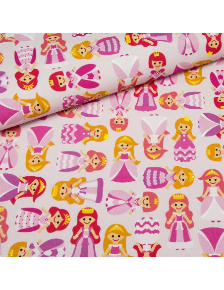 Premium katoenen stof - Roze prinsessen