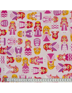 Premium katoenen stof - Roze prinsessen 2