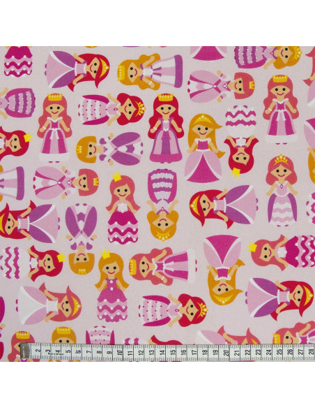 Premium katoenen stof - Roze prinsessen