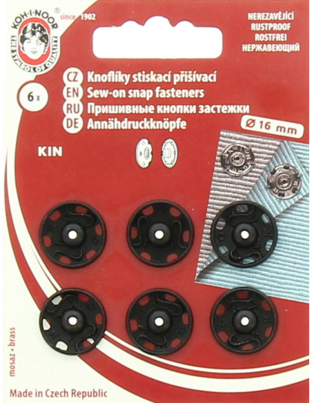 Metalen drukknopen 16 mm - Zwart