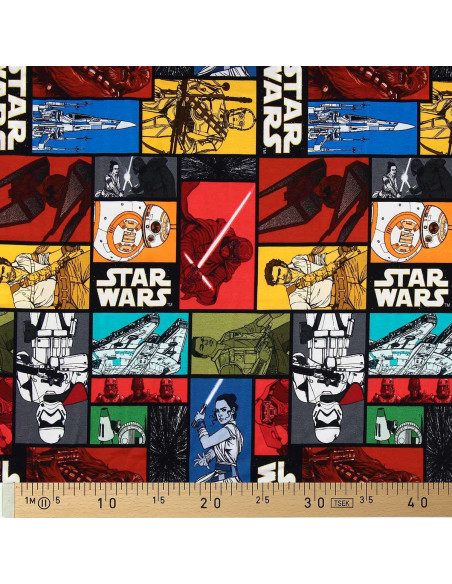 Star Wars jersey stof - Gekleurde personages