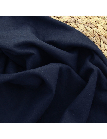 Wollen stof voor jas - Marineblauw