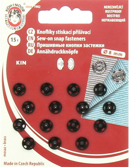 Metalen drukknopen 8 mm - Zwart