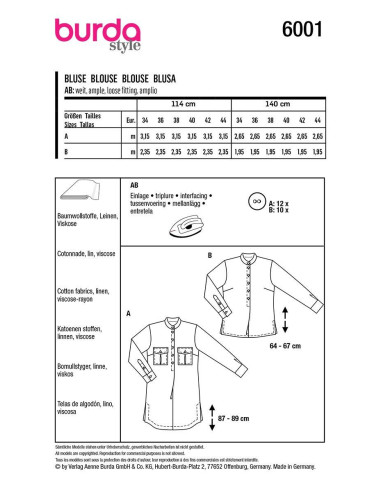Blousepatroon - Burda 6001