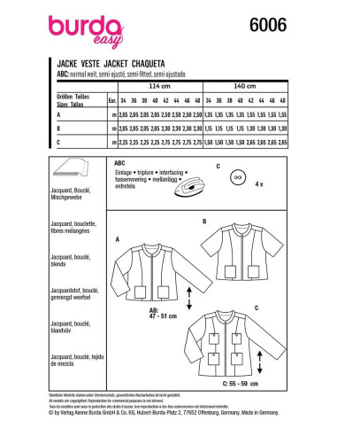 Jas patroon - Burda 6006