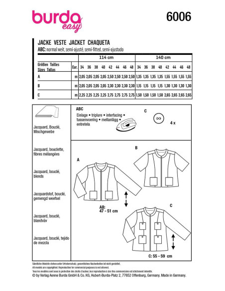 Jas patroon - Burda 6006