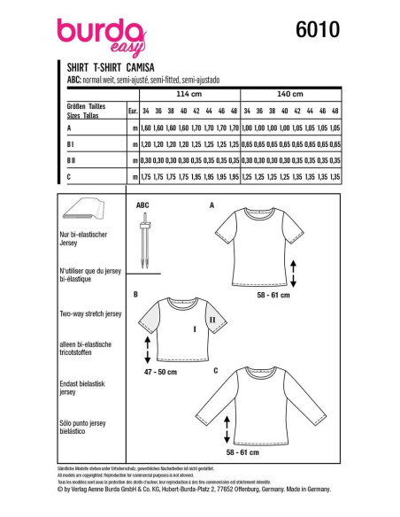 T-shirt patroon - Burda 6010