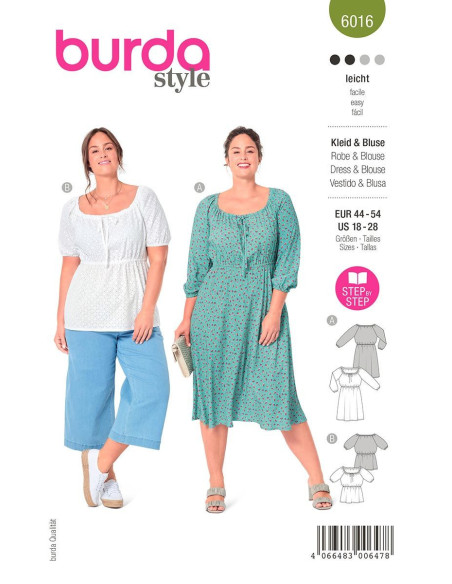 Jurk en blouse patroon - Burda 6016
