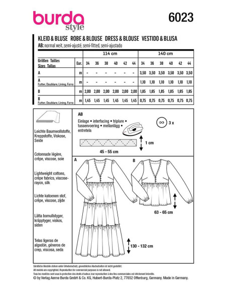Jurk en blouse patroon - Burda 6023