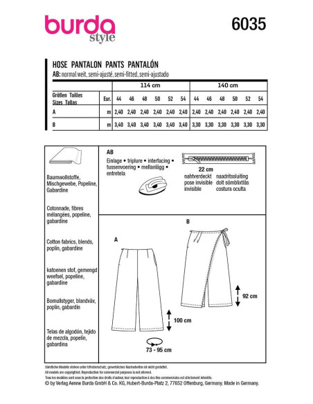 Broekpatroon - Burda 6035