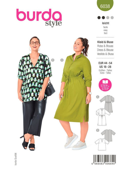 Jurk en blouse patroon - Burda 6038