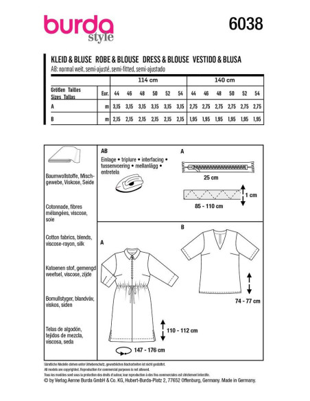 Jurk en blouse patroon - Burda 6038