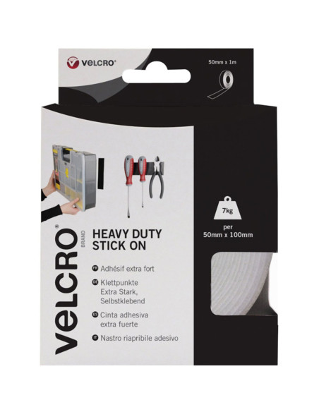 VELCRO® Merk Zelfklevende Klittenband Tape Extreme Bevestiging 50mm x 1M wit