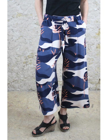 Viscose crêpe stof Solis blauw - Églantine & Zoé
