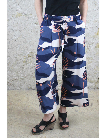 Viscose crêpe stof Solis blauw - Églantine & Zoé