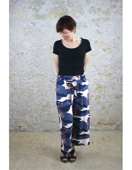 Viscose crêpe stof Solis blauw - Églantine & Zoé
