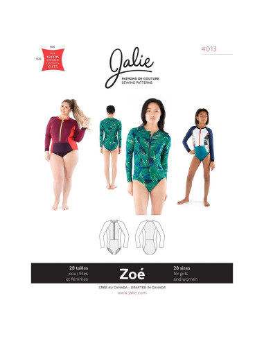 Zoé lange mouwen rits trui patroon - Jalie 4013