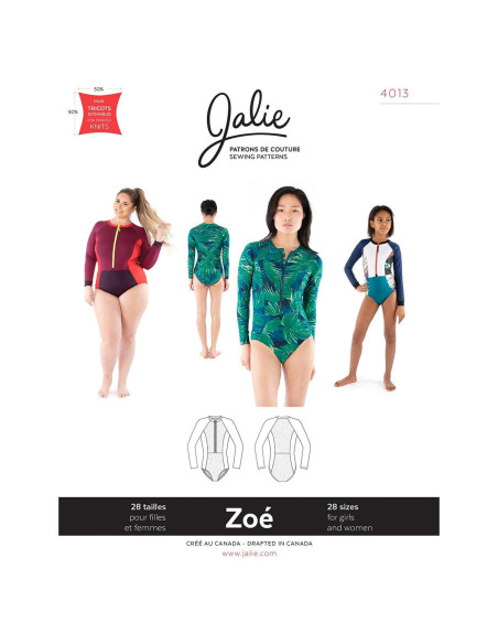 Zoé lange mouwen rits trui patroon - Jalie 4013