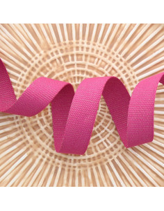 Polyester lurex band met katoenen uitstraling - Fuchsia en goud