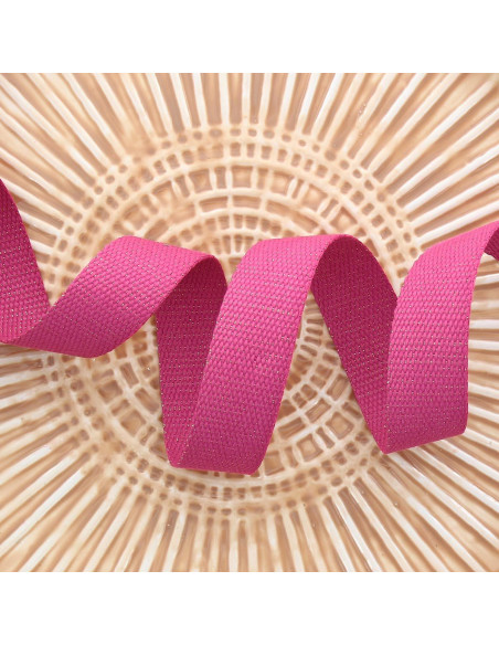 Polyester lurex band met katoenen uitstraling - Fuchsia en goud