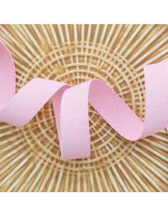 Polyester lurex band met katoenen uitstraling - Roze baby en zilver
