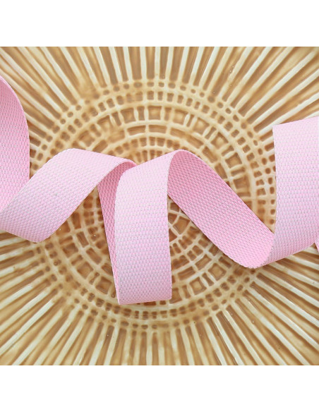 Polyester lurex band met katoenen uitstraling - Roze baby en zilver