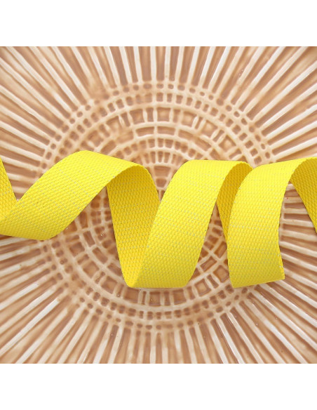 Polyester lurex band met katoenen uitstraling - Geel en zilver