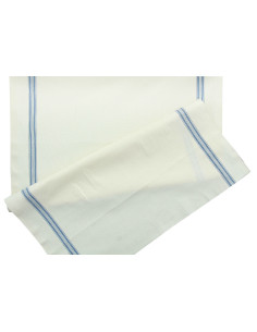 Katoenen theedoekstof - Beige en blauw