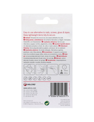 VELCRO® Merk Zelfklevende Klittenband Vierkanten 25mm x 24 wit