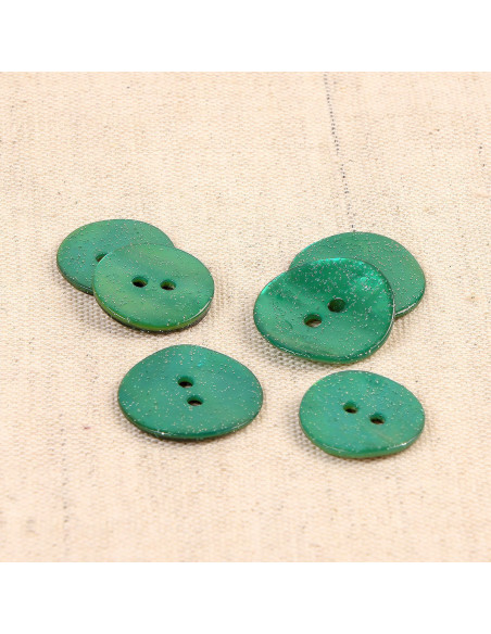 Glitter parelmoer knoop - Normandisch groen
