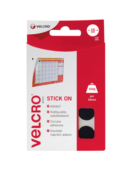 VELCRO® Merk Zelfklevende Klittenband Rondjes 16mm x 16 zwart