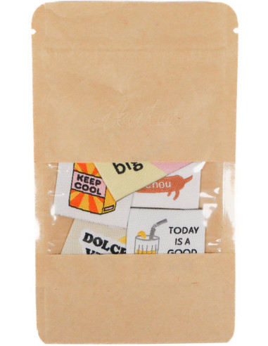 Set van 5 geweven labels - Assortiment Funny