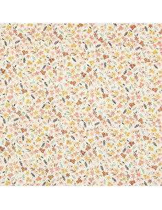 Katoenen voile stof met bloemen - Koraalviolet 2