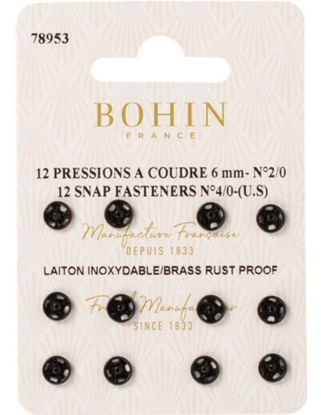 Bohin drukknoopjes 6 mm - Zwart
