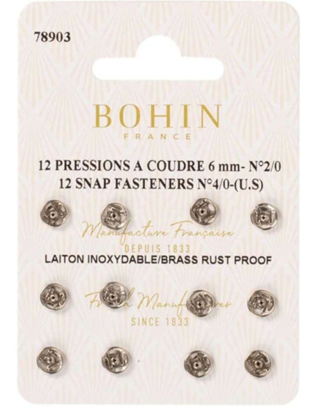Bohin drukknoopjes 6 mm - Zilver