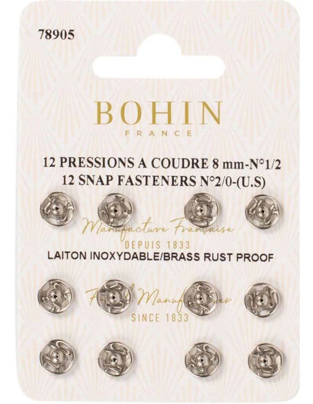 Bohin drukknopen 8 mm - Zilver