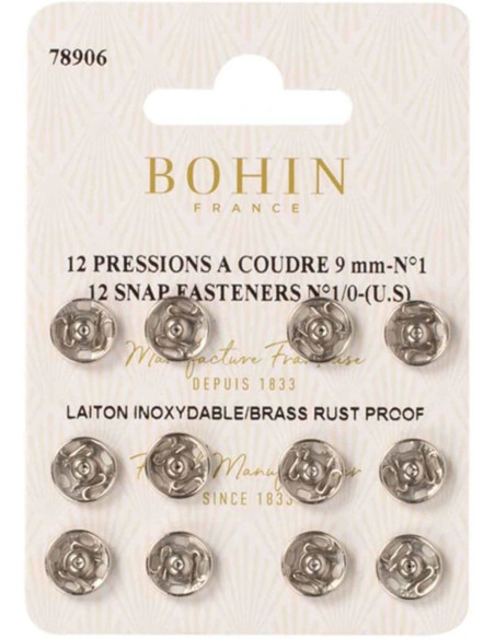 Bohin drukknopen 9 mm - Zilver