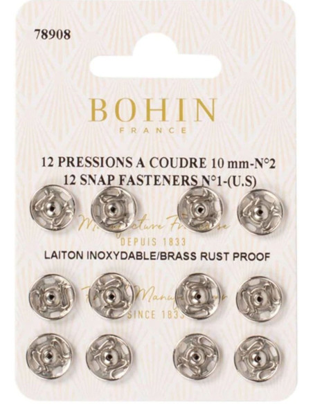 Bohin drukknoopjes 10 mm - Zilver