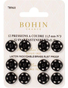 Bohin drukknopen 11,5 mm - Zwart
