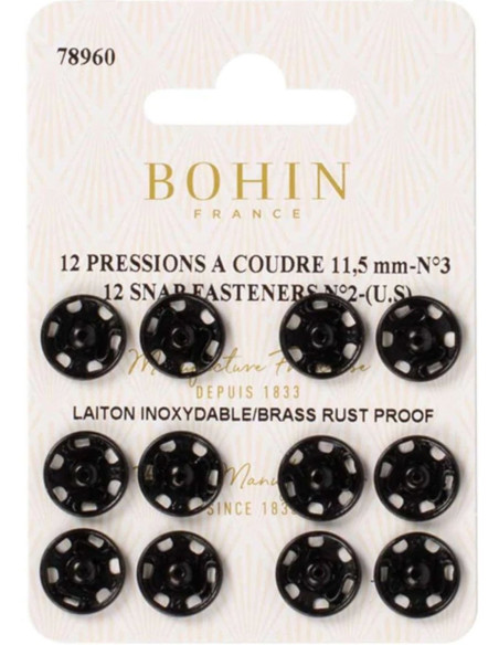 Bohin drukknopen 11,5 mm - Zwart