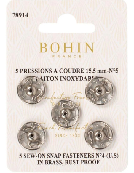 Bohin drukknoopjes 15,5 mm - Zilver