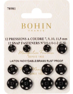 Assortiment van naaiknopen 4 maten Bohin - Zwart