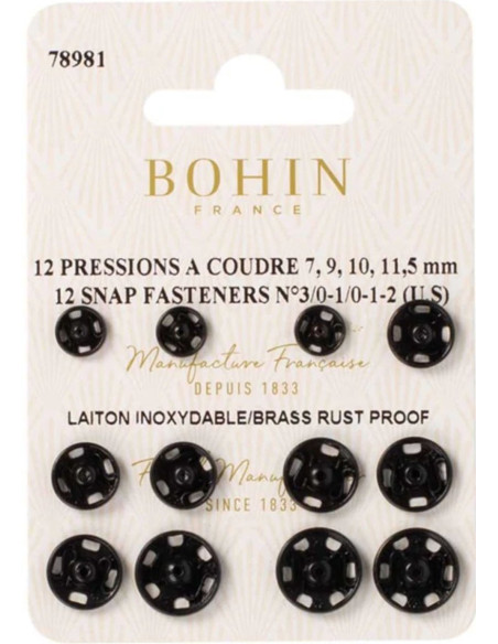Assortiment van naaiknopen 4 maten Bohin - Zwart