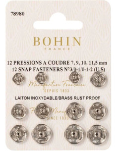 Assortiment van naaiknopen 4 maten Bohin - Zilver