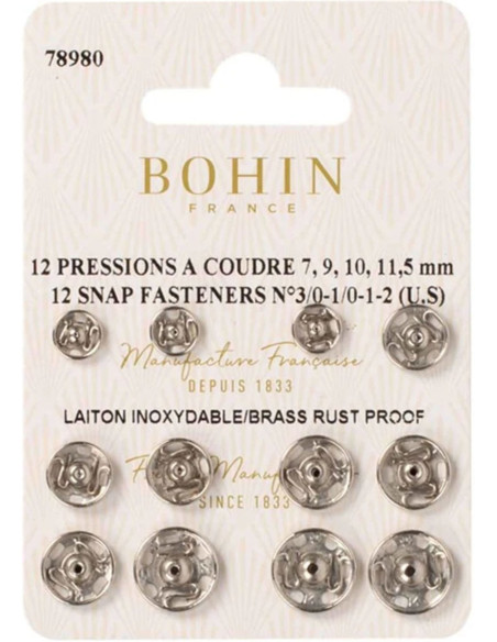Assortiment van naaiknopen 4 maten Bohin - Zilver